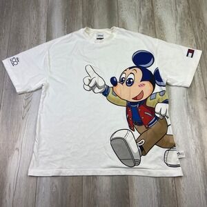Disney Parks Tommy Hilfiger Mickey Mouse Shirt Mens M White 100 Oversized Loose